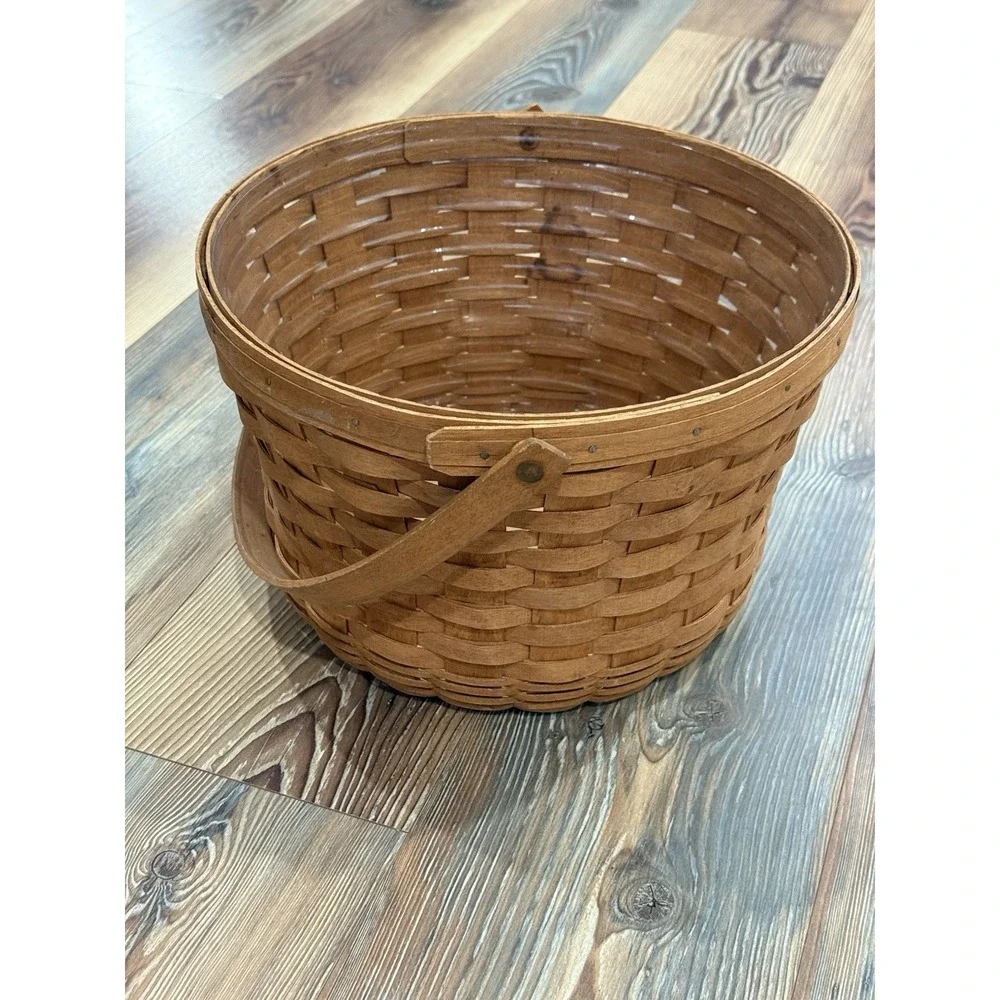 1989 Longaberger Basket with Handle &Protector  8 3/4 Tall 13 1/2 Wide